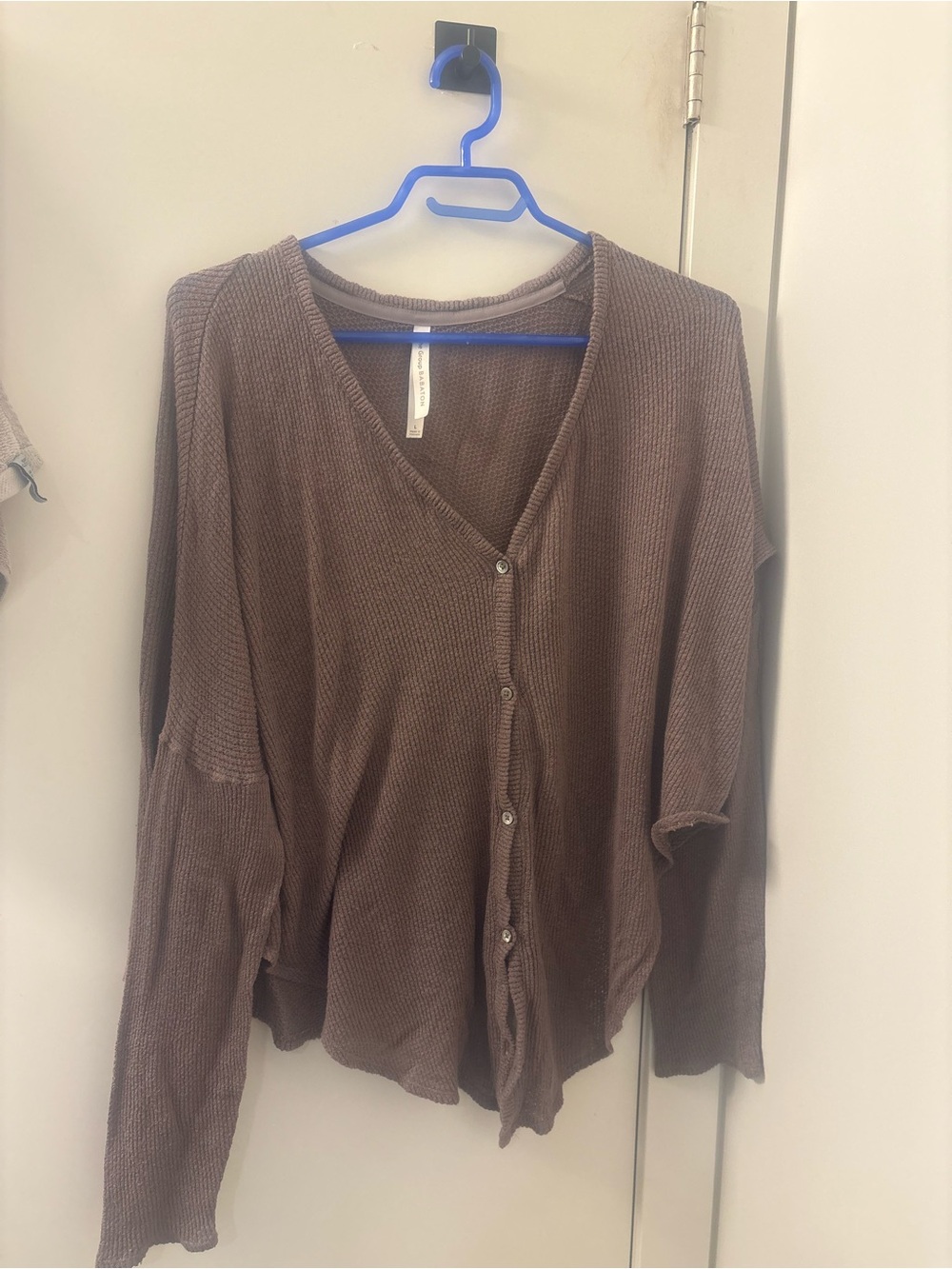 Aritizia Waffle-Knit Button Front Top